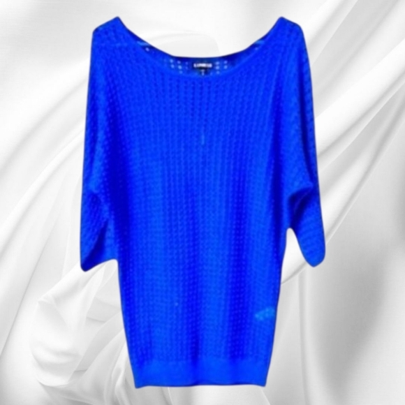  Express Royal blue Shimmery Open knit Sweater M/L - Picture 1 of 8